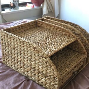 RATTAN WICKER DESK ORGANIZER